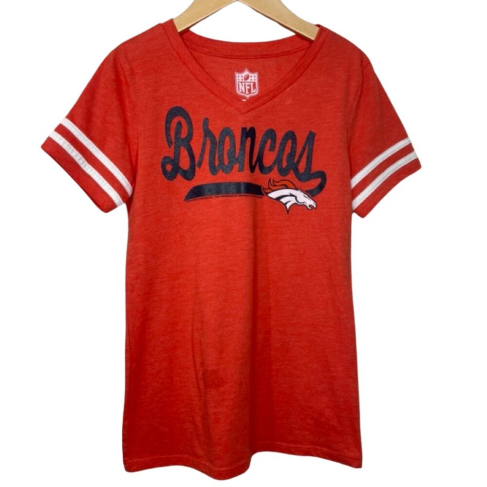 NFL TEAM APPAREL | Girl's Denver Broncos Lightweight Stretch Tee | Size M/8